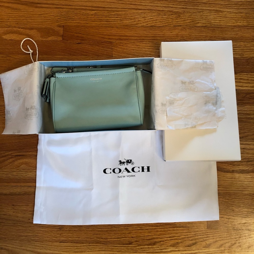 Coach mint leather clutch